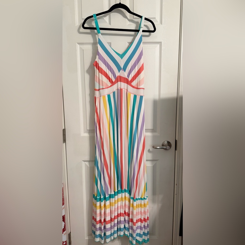 Colorful Striped A-line Maxi Dress